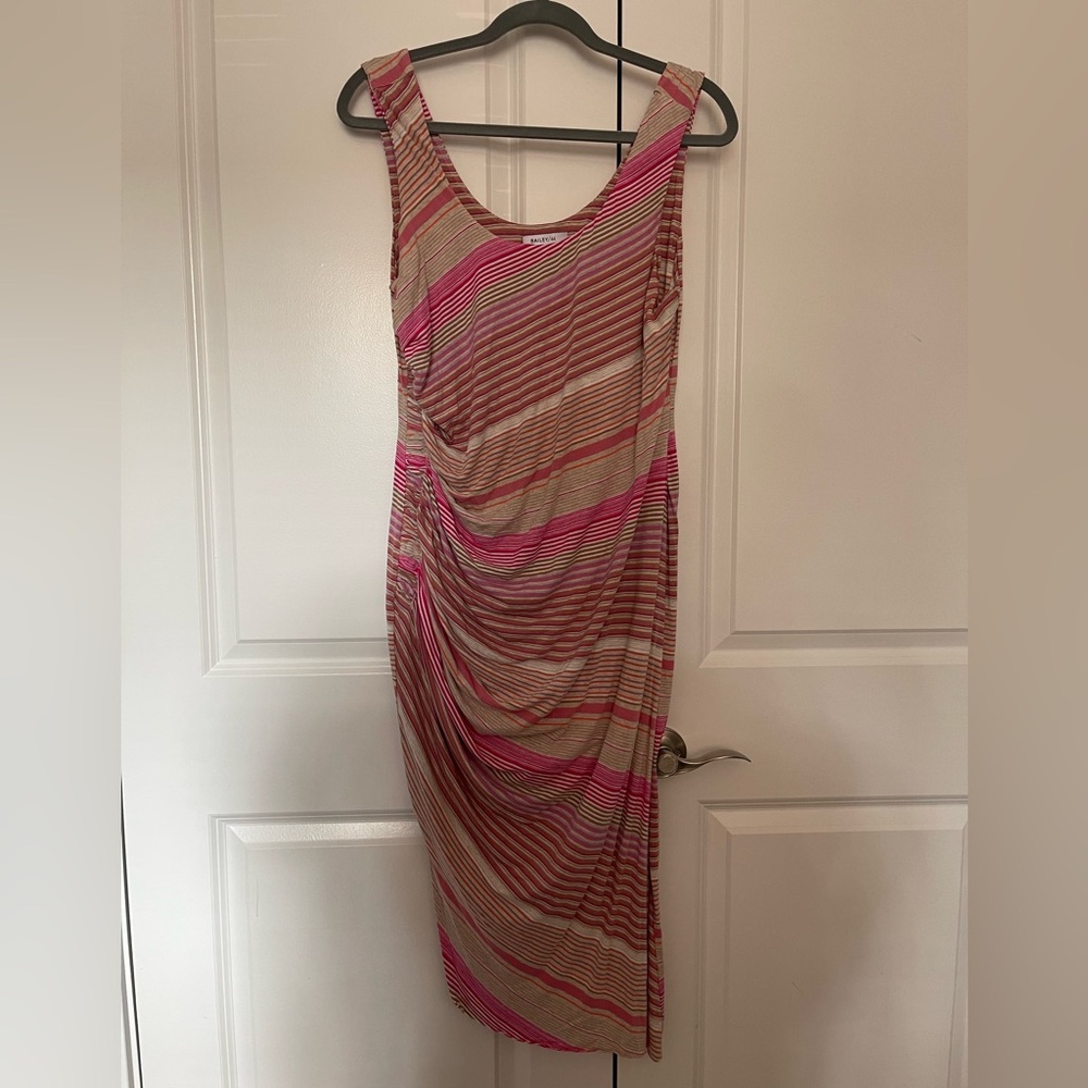 Bailey 44 Anthropologie Reina Pink Striped Midi Dress Size Large